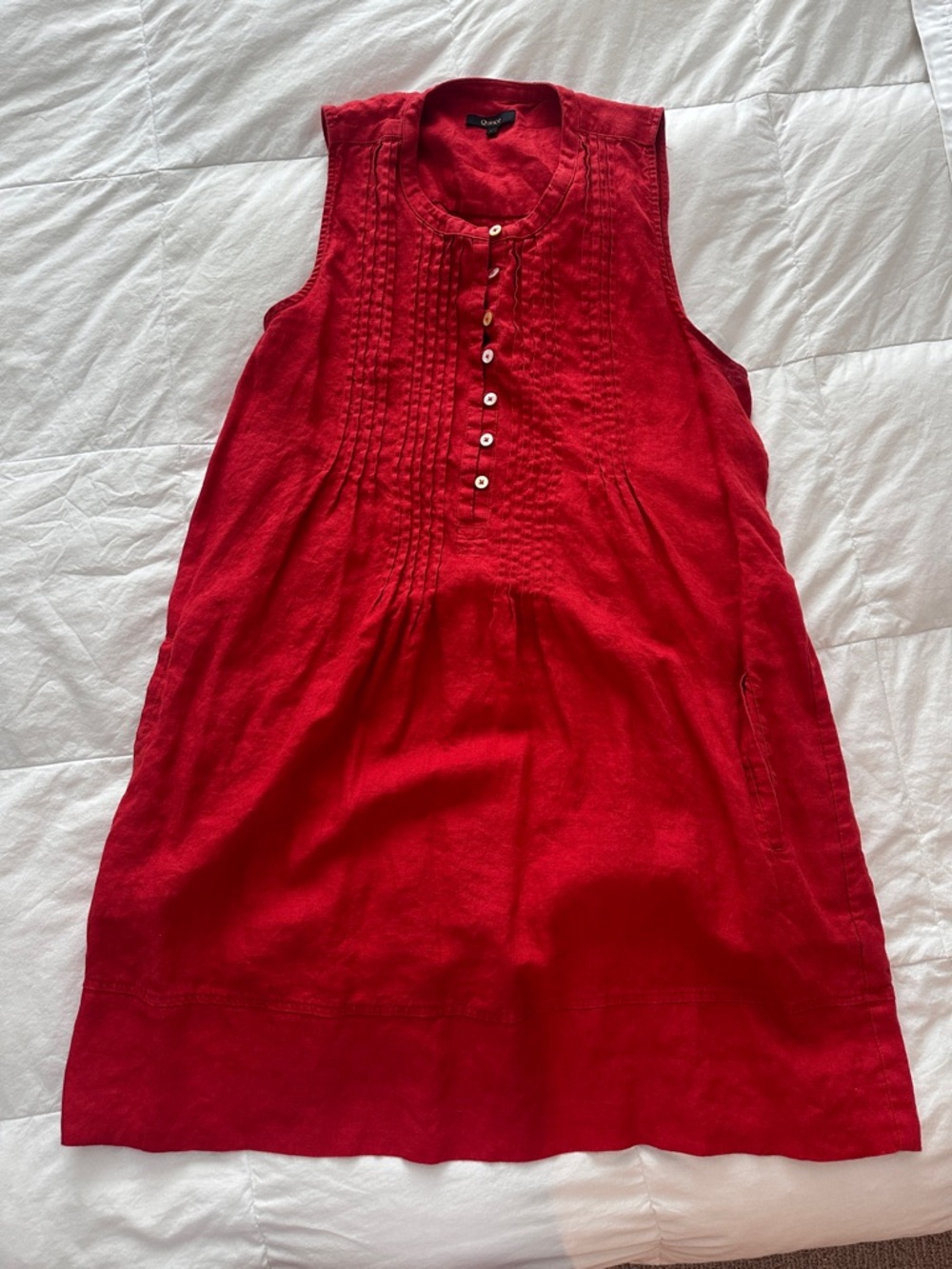 QUINCE 100% EUROPEAN LINEN SLEEVELESS SWING DRESS IN RED SIZE LARGE - Picture 6 of 8